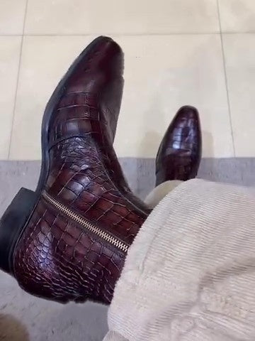 Men's Brown Crocodile Leather Boots
