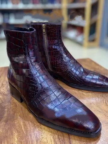 Men's Brown Crocodile Leather Boots