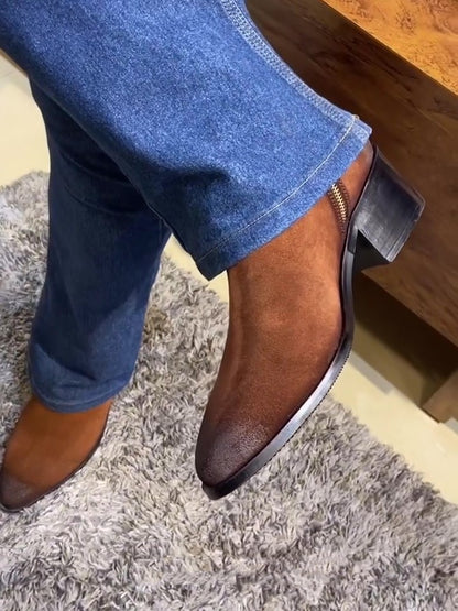 Men's Pointed Toe Handmade Nubuck Leather Boots