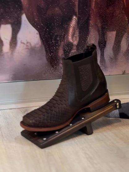 Men's Crocodile Textured Nubuck Ankle Boots