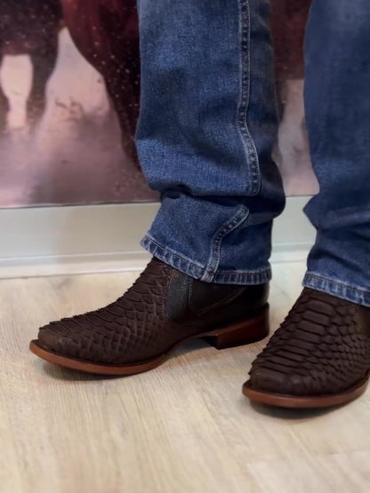 Men's Crocodile Textured Nubuck Ankle Boots