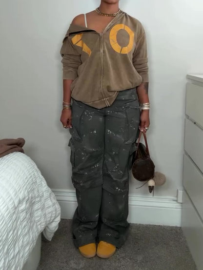 Baggy Straight Wide Leg Cargo Jeans