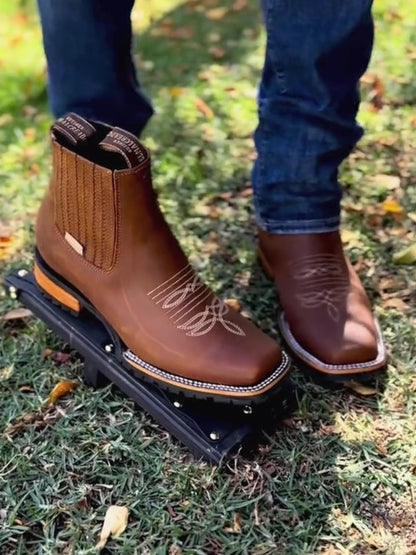 Men's Embroidered Western Ankle Boots