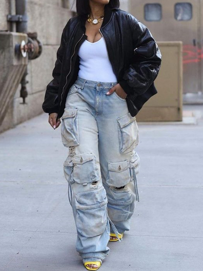 Fab Cargo Pocketed Jeans