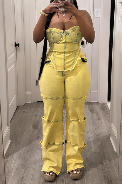 Strapless Denim Suit