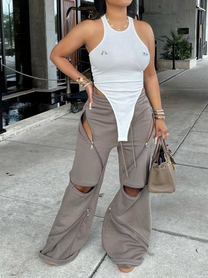 Pop Zip Pocket Loose Trousers