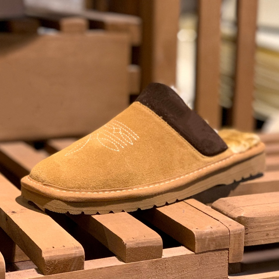 Men's Western Cowboy Suede Square Toe Slippers