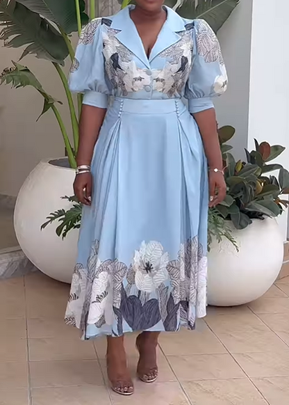 Puff Sleeve Classy Floral Dress