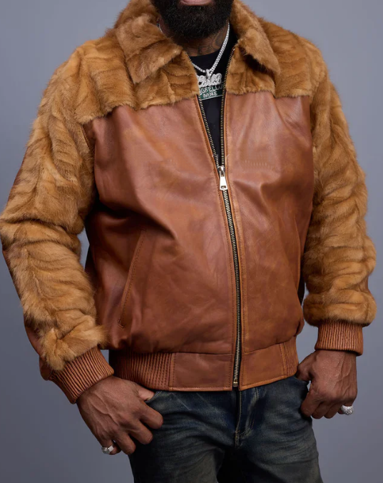 Men's Faux Fur Leather Jacket