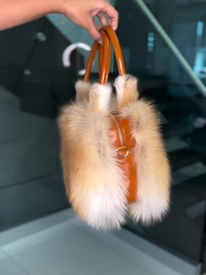 Eco-friendly Fox Fur Leather Bag