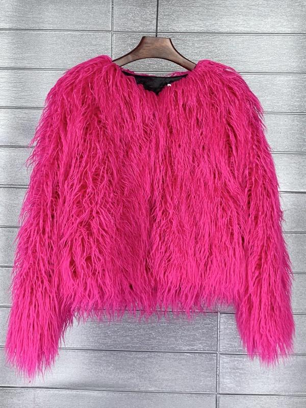 Solid Color Faux Fur Short Coat