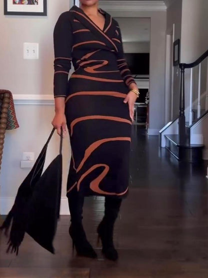 Black W/ Caramel Twist Knit Skirt Set