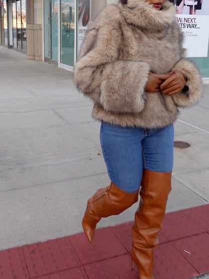 Fashionable Faux Fur Pullover Top