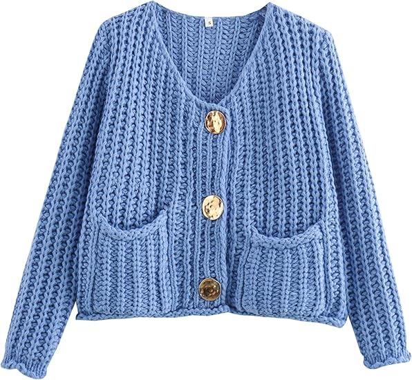 Women's  Long Sleeves Button Down Chunky Knitted Coat