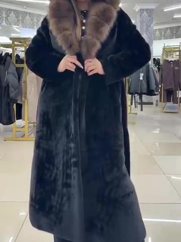 Large Fur Collar Long Eco-Friendly Euro Mink Coat