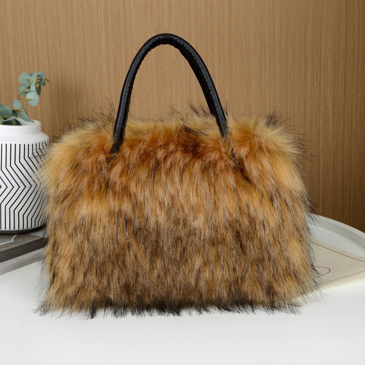 Faux Fur Racquoon Fur Handbag