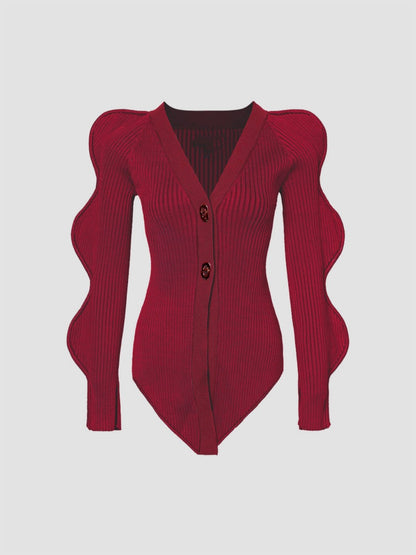 Skinny V-Neck Knitted Cardigan
