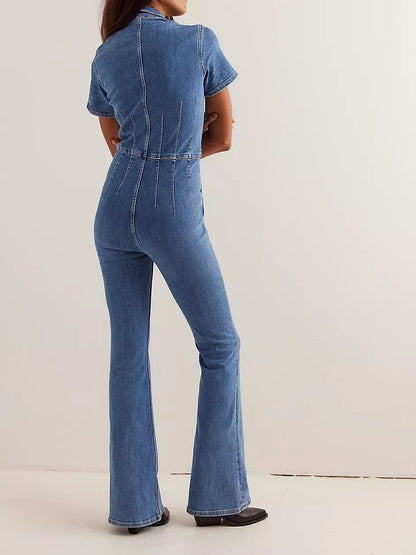 Flared Denim Jumpsuit