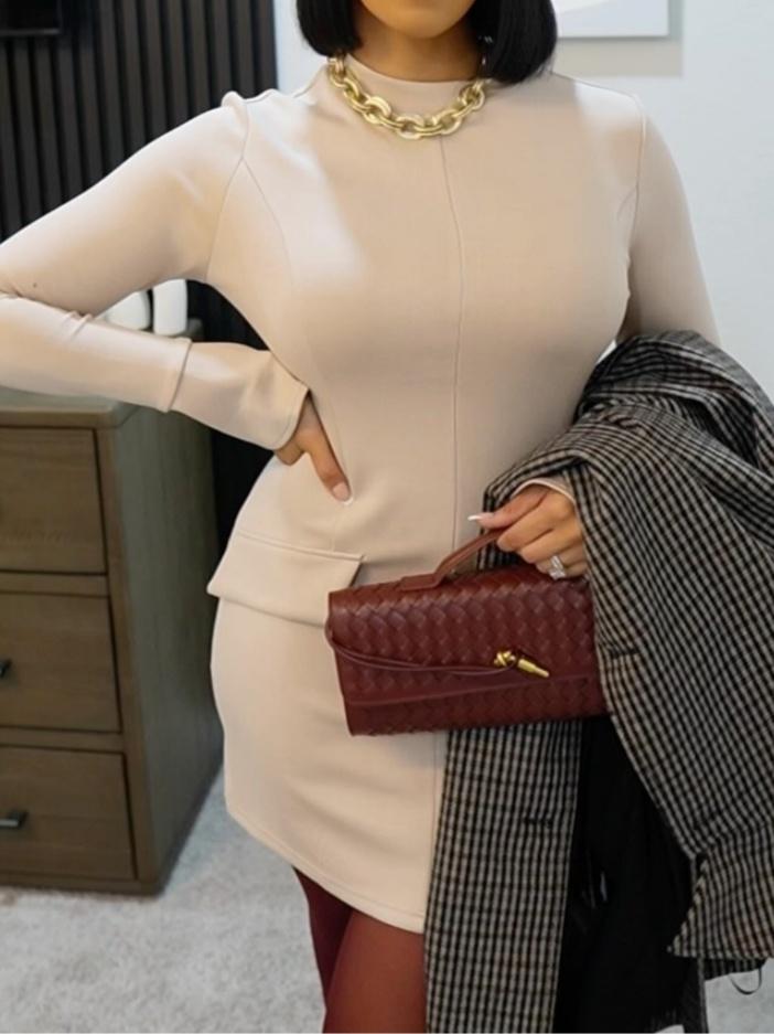 Long Sleeve Mock Neck Dress