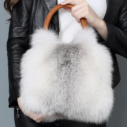Eco-friendly Fox Fur Leather Bag