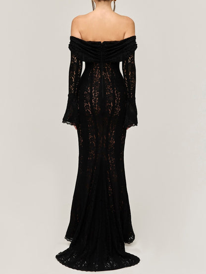 Sexy Off-Shoulder Lace Tube Fishtail Dress