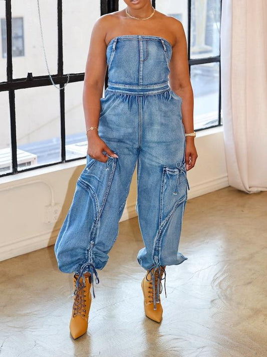 Cargo Denim Jumpsuit