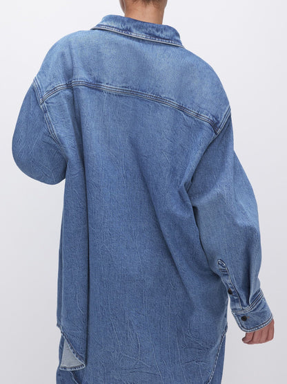 Denim Shirt And Skirt Set