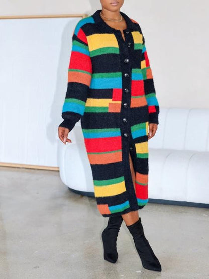 Autumn Colorful Knitted Cardigan