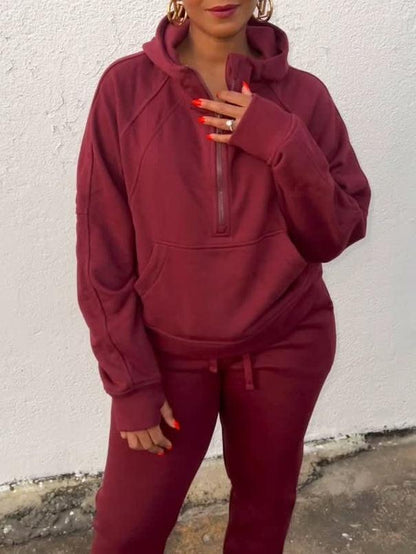 Burgundy Casual Jogger Set