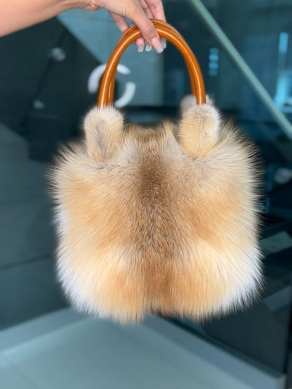 Eco-friendly Fox Fur Leather Bag