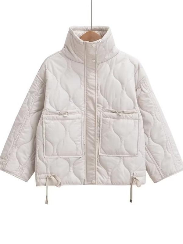 Stand Collar Diamond Quilted Jacket