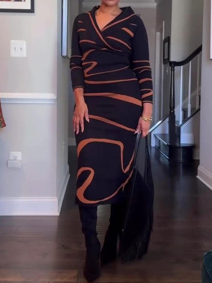 Black W/ Caramel Twist Knit Skirt Set