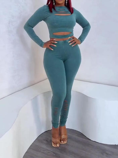 Fashion Ripped Slim-fit 2pc Set