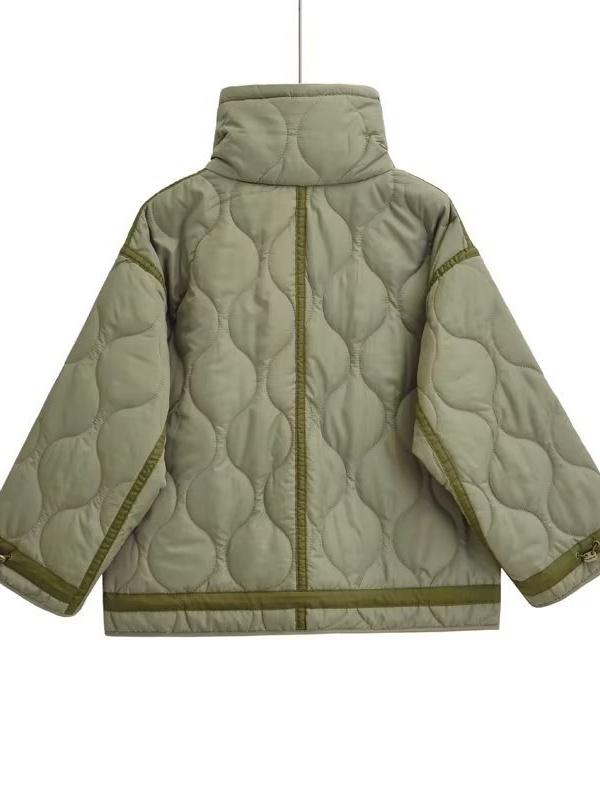 Stand Collar Diamond Quilted Jacket