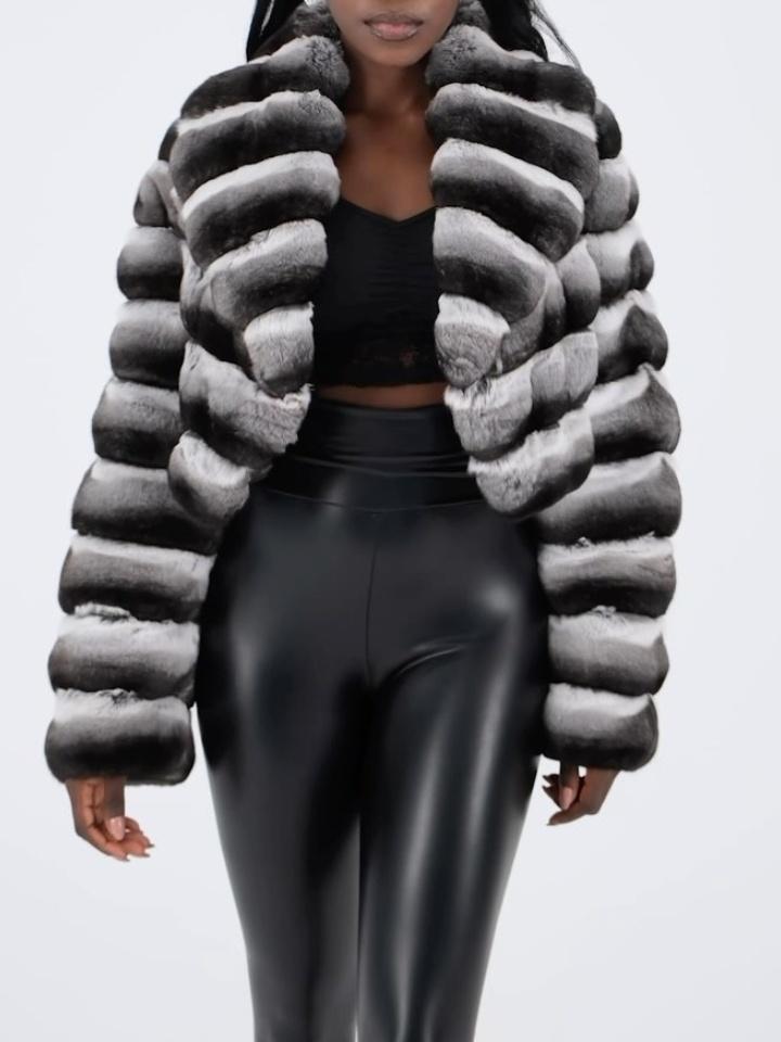 Faux Chinchilla Fur Cropped Jacket