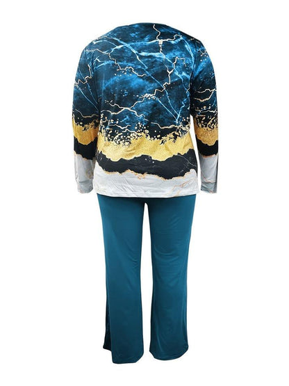 Trendy V-Neck Long Sleeve Two Piece Set