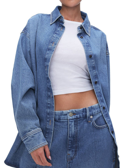 Denim Shirt And Skirt Set
