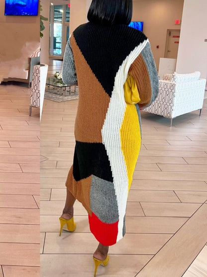 Gorgeous Color-blocked Knit Sweater Dress