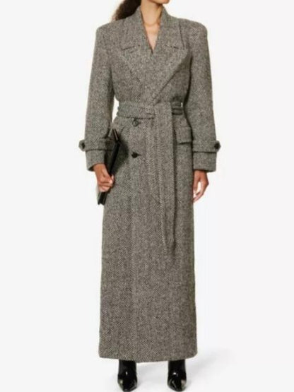Women's Double-breasted Wool Blend Belted Coat