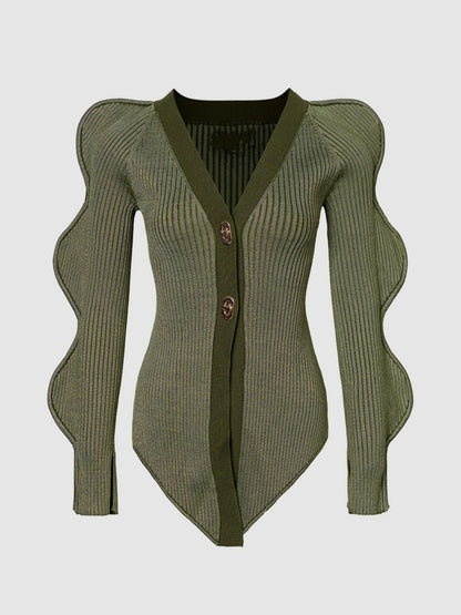 Skinny V-Neck Knitted Cardigan