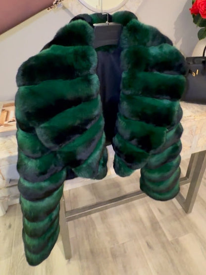 Cropped Chinchilla Faux Fur Jacket