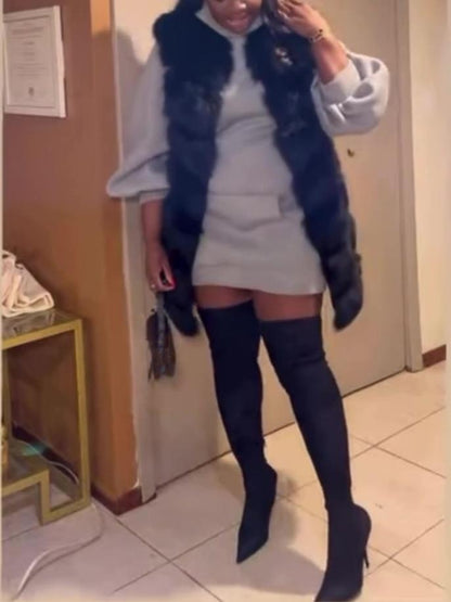 Mid-length Faux Fox Fur Vest