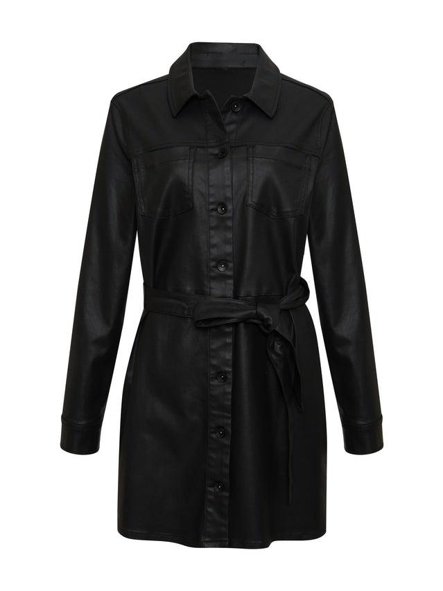 Black Coated Denim Dress