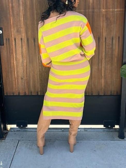 Orange Striped Knitted Suit