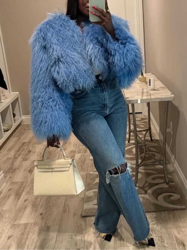 Solid Color Faux Fur Short Coat