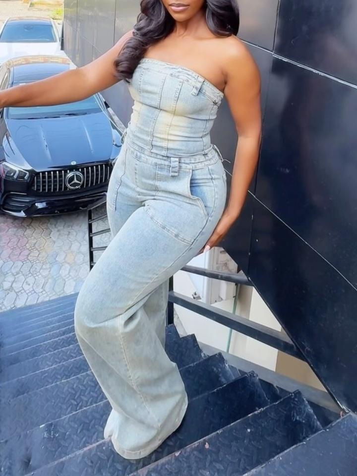 Washed Denim Jumpsuit