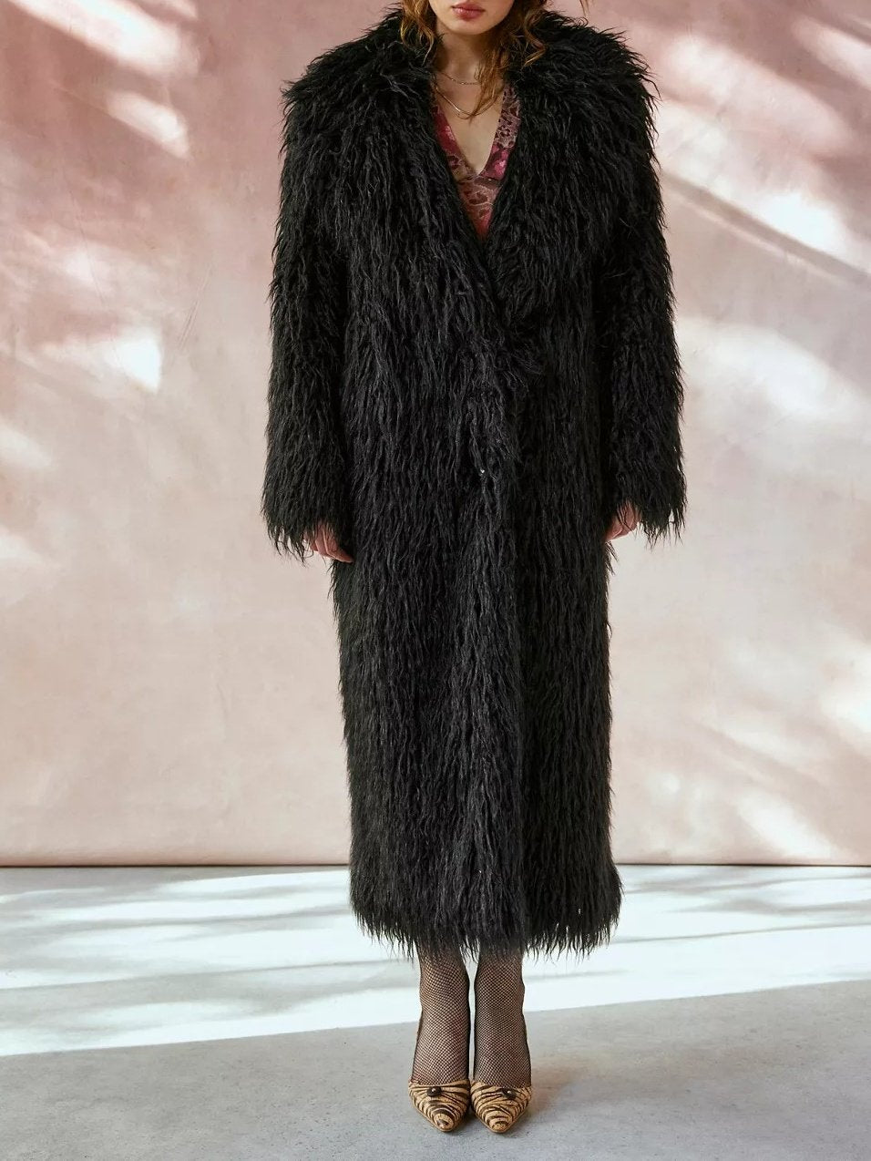 Faux Fur Longline Coat