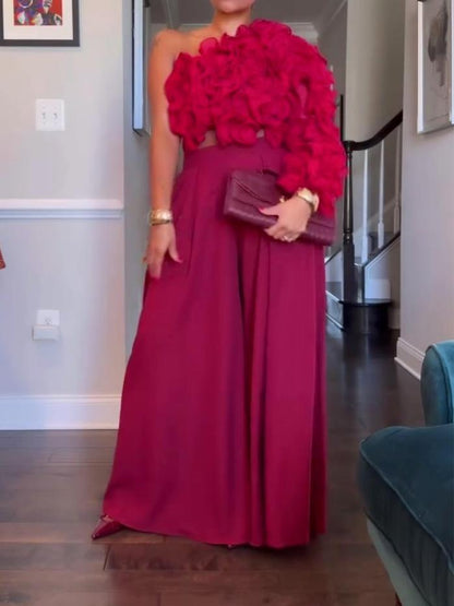 Ruffled One Shoulder Top