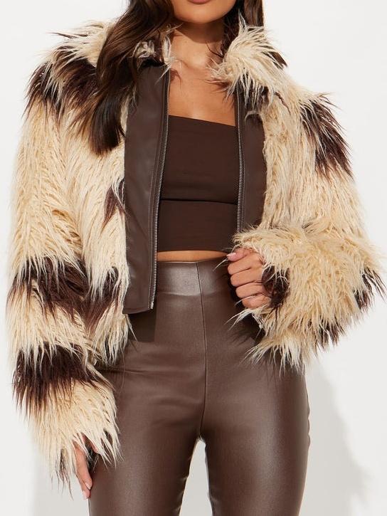 Faux Fur Zip-Up Jacket