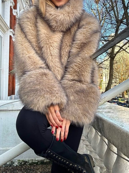 Fashionable Faux Fur Pullover Top
